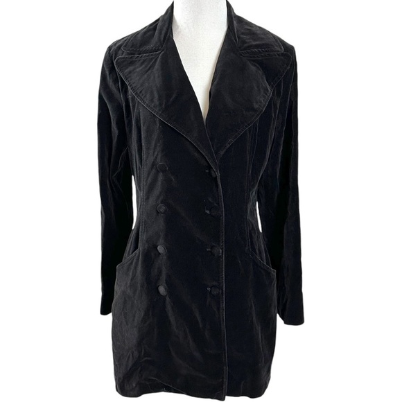 Vintage Y2K 90s Rampage Velvet Coat Size Medium WhimsyGoth Goth USA Velveteen - Picture 1 of 9
